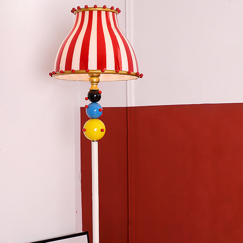 Contemporary Creative Circus Colorful Round Cone Iron Glass 1-Light Standing Floor Lamp For Living Room