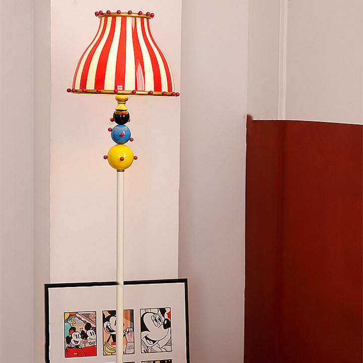 Contemporary Creative Circus Colorful Round Cone Iron Glass 1-Light Standing Floor Lamp For Living Room