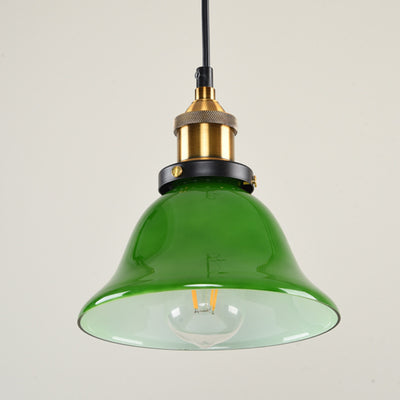 Suspension contemporaine en métal et verre en forme de cône rond industriel à 1 lumière pour salon 