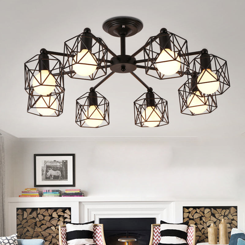 Plafonnier semi-encastré contemporain hexagonal en fer avec 3/5/6/8 lumières pour salon 