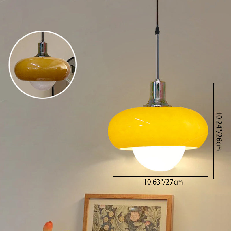 Zeitgenössische skandinavische runde Glas-Hardware-Pendelleuchte mit 1 Licht für das Esszimmer 