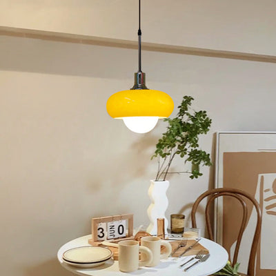 Zeitgenössische skandinavische runde Glas-Hardware-Pendelleuchte mit 1 Licht für das Esszimmer 