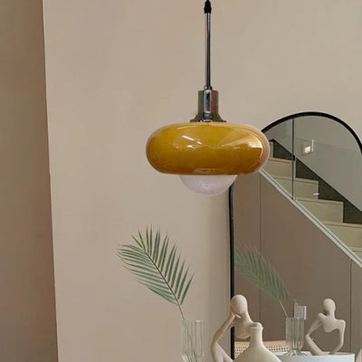Zeitgenössische skandinavische runde Glas-Hardware-Pendelleuchte mit 1 Licht für das Esszimmer 