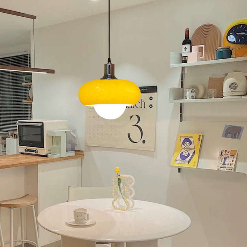 Zeitgenössische skandinavische runde Glas-Hardware-Pendelleuchte mit 1 Licht für das Esszimmer 