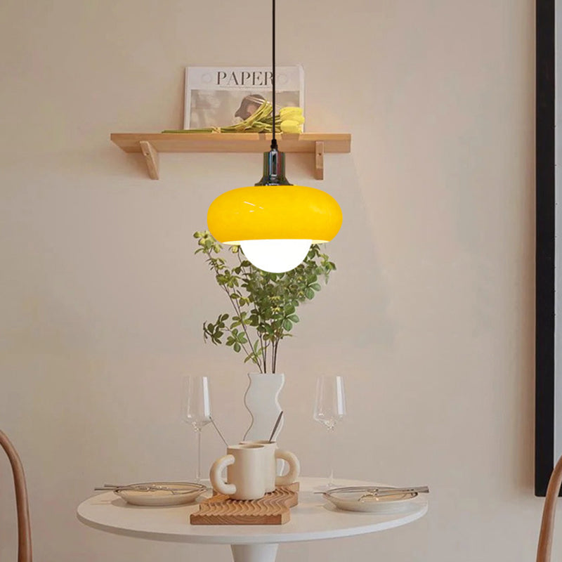 Zeitgenössische skandinavische runde Glas-Hardware-Pendelleuchte mit 1 Licht für das Esszimmer 