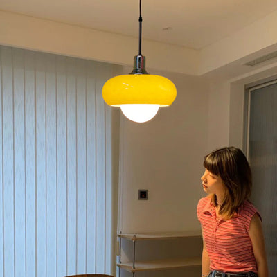 Zeitgenössische skandinavische runde Glas-Hardware-Pendelleuchte mit 1 Licht für das Esszimmer 