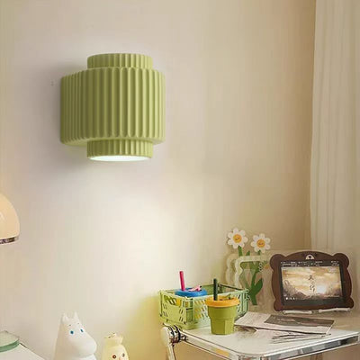 Applique murale contemporaine scandinave en résine crème cylindre à 2 lumières pour chambre 