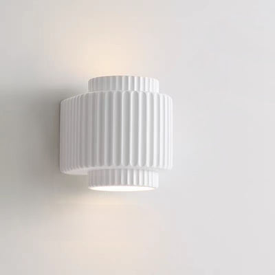 Applique murale contemporaine scandinave en résine crème cylindre à 2 lumières pour chambre 