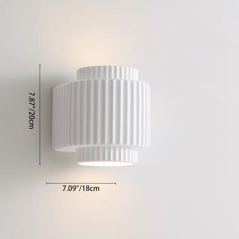 Applique murale contemporaine scandinave en résine crème cylindre à 2 lumières pour chambre 