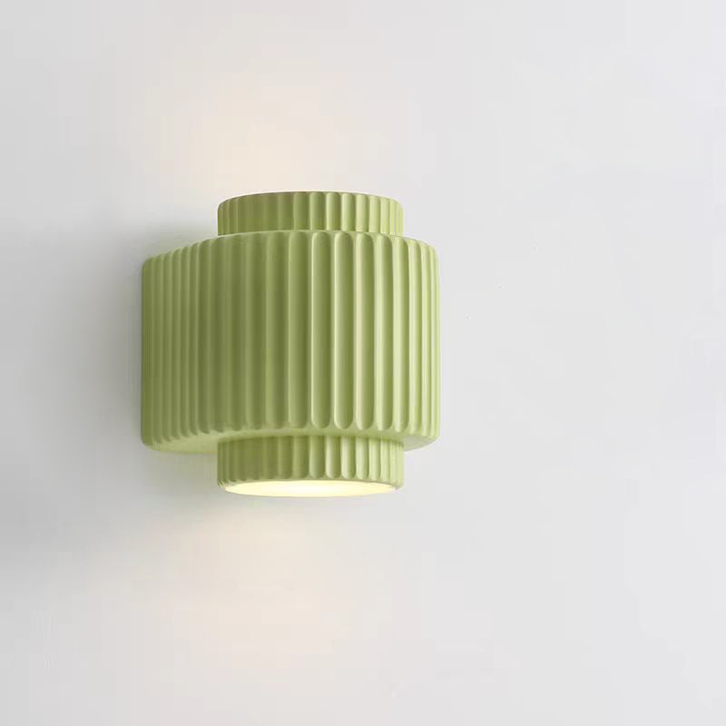 Applique murale contemporaine scandinave en résine crème cylindre à 2 lumières pour chambre 