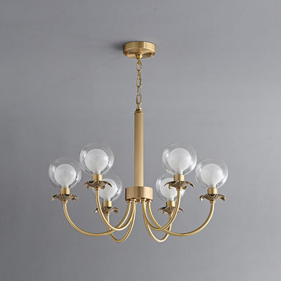 Moderne Mid-Century Runde Kugel Kupfer Glas 6/8 Licht Kronleuchter für Wohnzimmer 