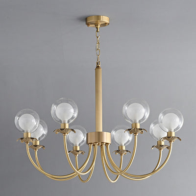 Moderne Mid-Century Runde Kugel Kupfer Glas 6/8 Licht Kronleuchter für Wohnzimmer 