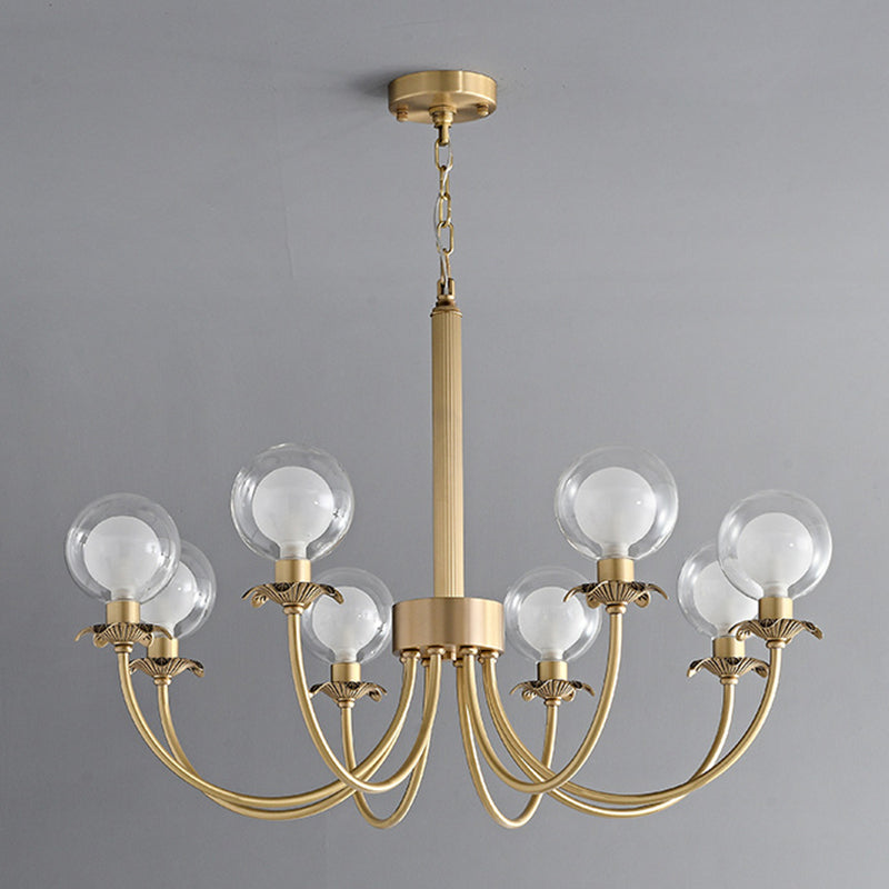 Moderne Mid-Century Runde Kugel Kupfer Glas 6/8 Licht Kronleuchter für Wohnzimmer 