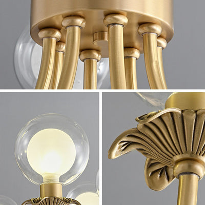 Moderne Mid-Century Runde Kugel Kupfer Glas 6/8 Licht Kronleuchter für Wohnzimmer 