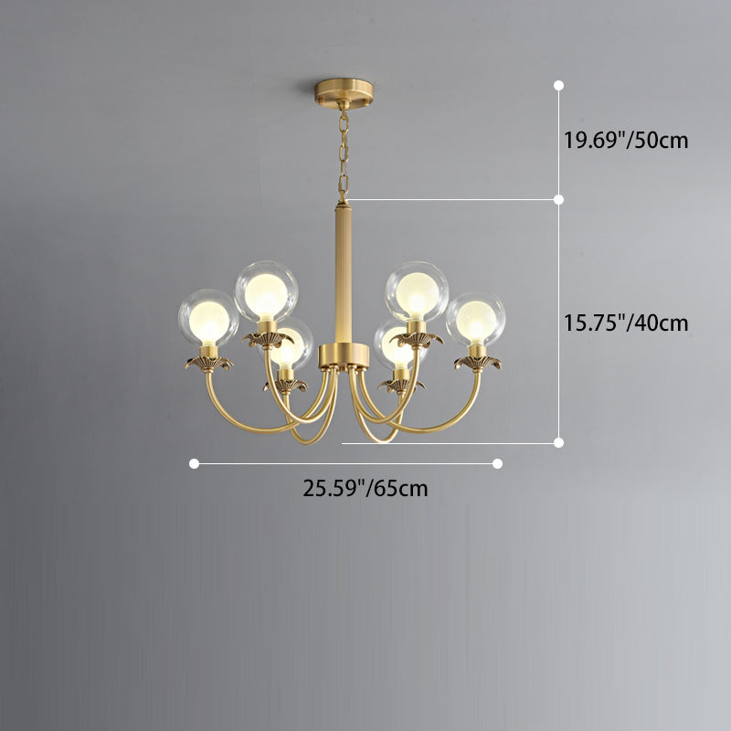 Moderne Mid-Century Runde Kugel Kupfer Glas 6/8 Licht Kronleuchter für Wohnzimmer 