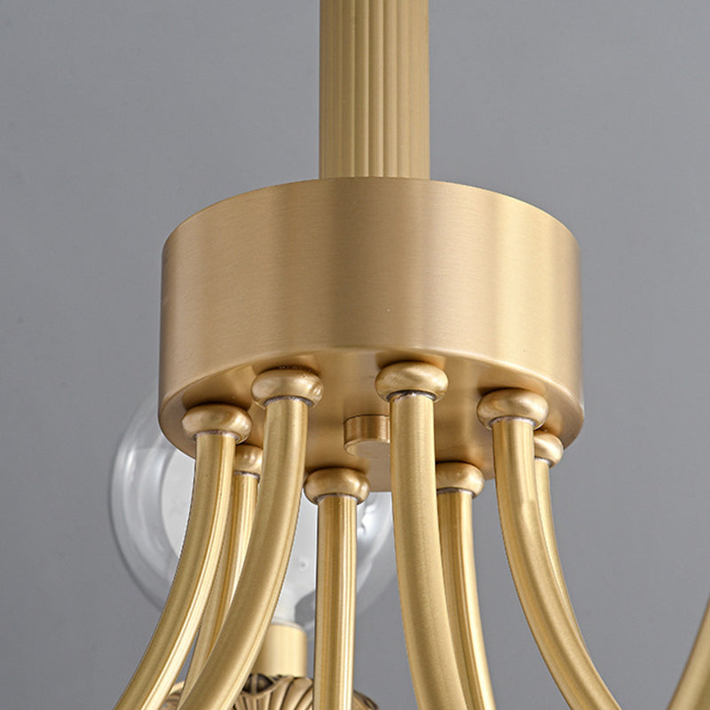 Moderne Mid-Century Runde Kugel Kupfer Glas 6/8 Licht Kronleuchter für Wohnzimmer 