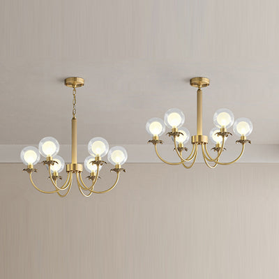 Moderne Mid-Century Runde Kugel Kupfer Glas 6/8 Licht Kronleuchter für Wohnzimmer 