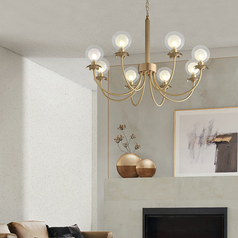 Moderne Mid-Century Runde Kugel Kupfer Glas 6/8 Licht Kronleuchter für Wohnzimmer 