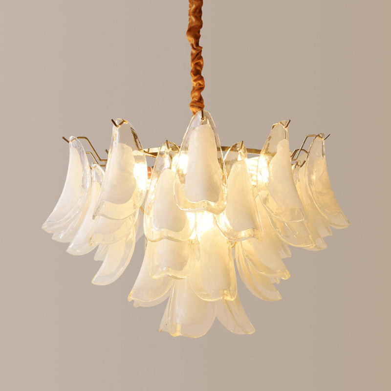 Traditional French Shell Round Iron Glass 6/8/12 Light Chandelier For Living Room