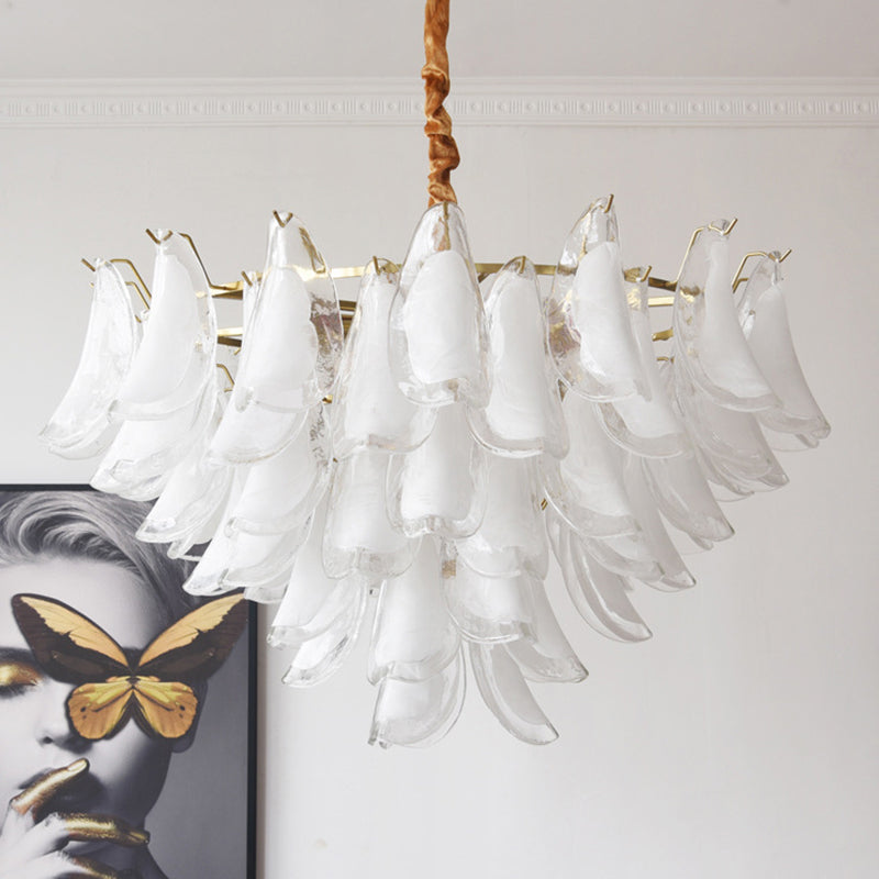 Traditional French Shell Round Iron Glass 6/8/12 Light Chandelier For Living Room