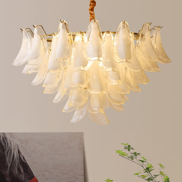 Traditional French Shell Round Iron Glass 6/8/12 Light Chandelier For Living Room