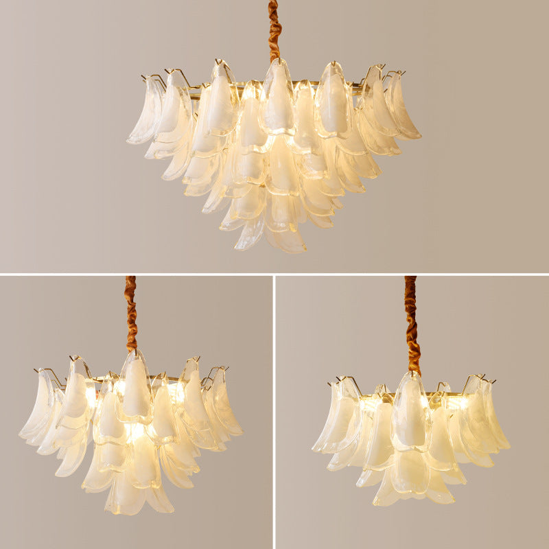 Traditional French Shell Round Iron Glass 6/8/12 Light Chandelier For Living Room