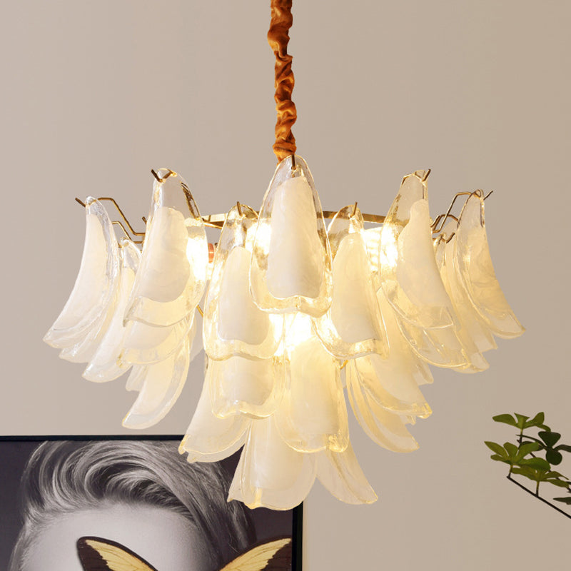 Traditional French Shell Round Iron Glass 6/8/12 Light Chandelier For Living Room