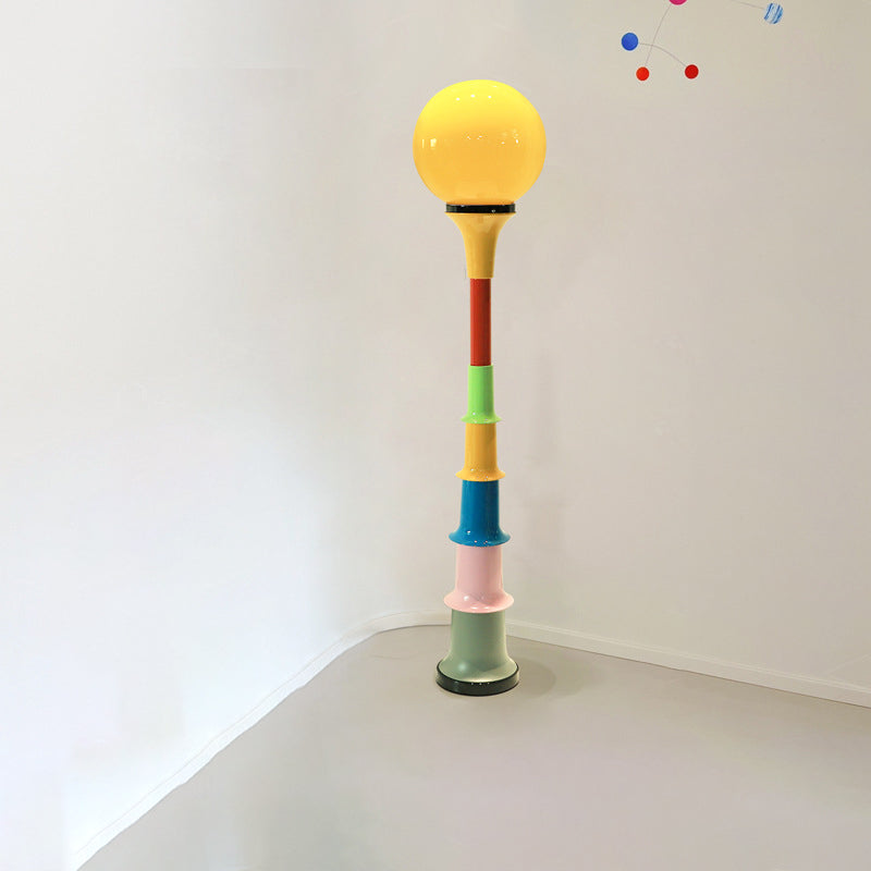 Contemporary Creative Colorful Lollipop Shape Round Orb Iron Rotational Molding LED Standing Floor Lamp For Living Room