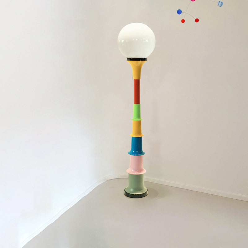 Contemporary Creative Colorful Lollipop Shape Round Orb Iron Rotational Molding LED Standing Floor Lamp For Living Room