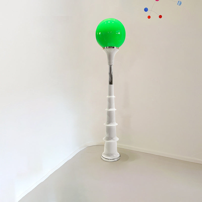 Contemporary Creative Colorful Lollipop Shape Round Orb Iron Rotational Molding LED Standing Floor Lamp For Living Room
