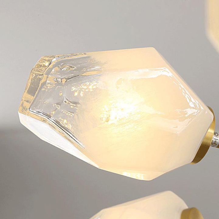 Lustre Moderne en Forme de Diamant en Cuivre et Verre 6/9/12/15/18 Lumières pour Salon 