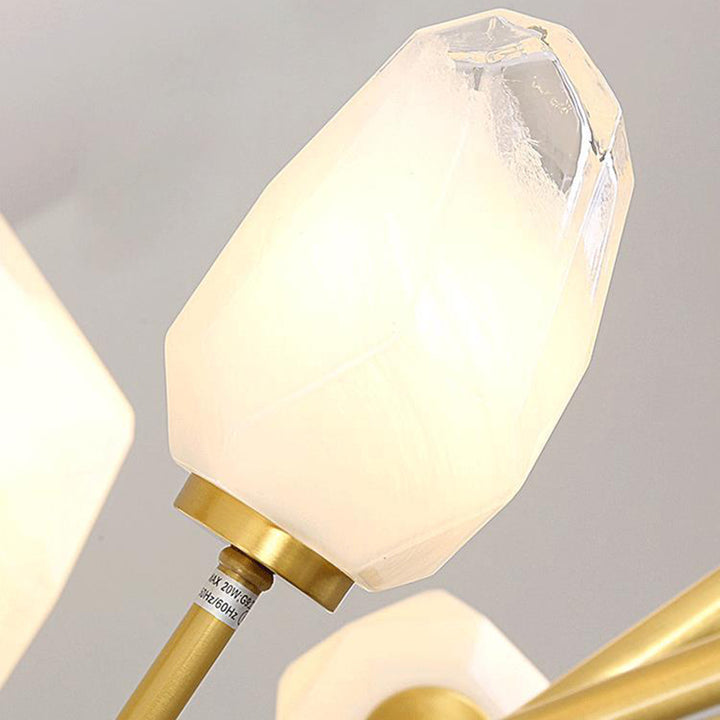 Lustre Moderne en Forme de Diamant en Cuivre et Verre 6/9/12/15/18 Lumières pour Salon 