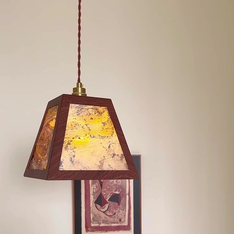 Suspension en cuivre vintage traditionnelle trapèze ronde cylindre rectangle en verre métal 1 lumière pour chambre 