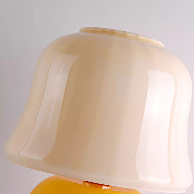 Lampe de table contemporaine scandinave en verre rond en forme de champignon crème à 1 lumière pour chambre à coucher 
