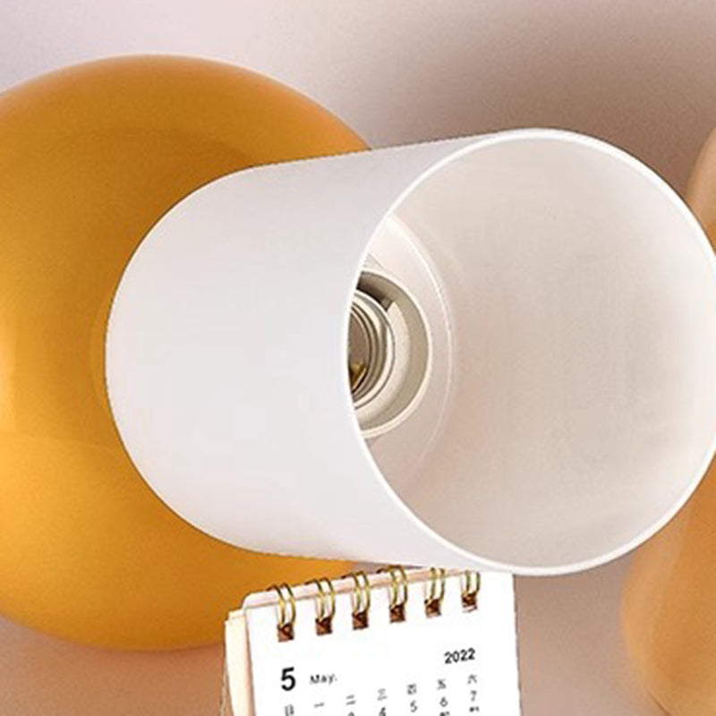 Lampe de table contemporaine scandinave en verre rond en forme de champignon crème à 1 lumière pour chambre à coucher 
