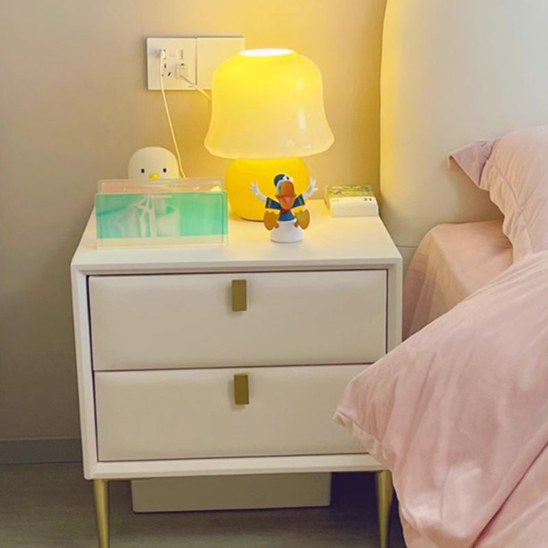 Lampe de table contemporaine scandinave en verre rond en forme de champignon crème à 1 lumière pour chambre à coucher 