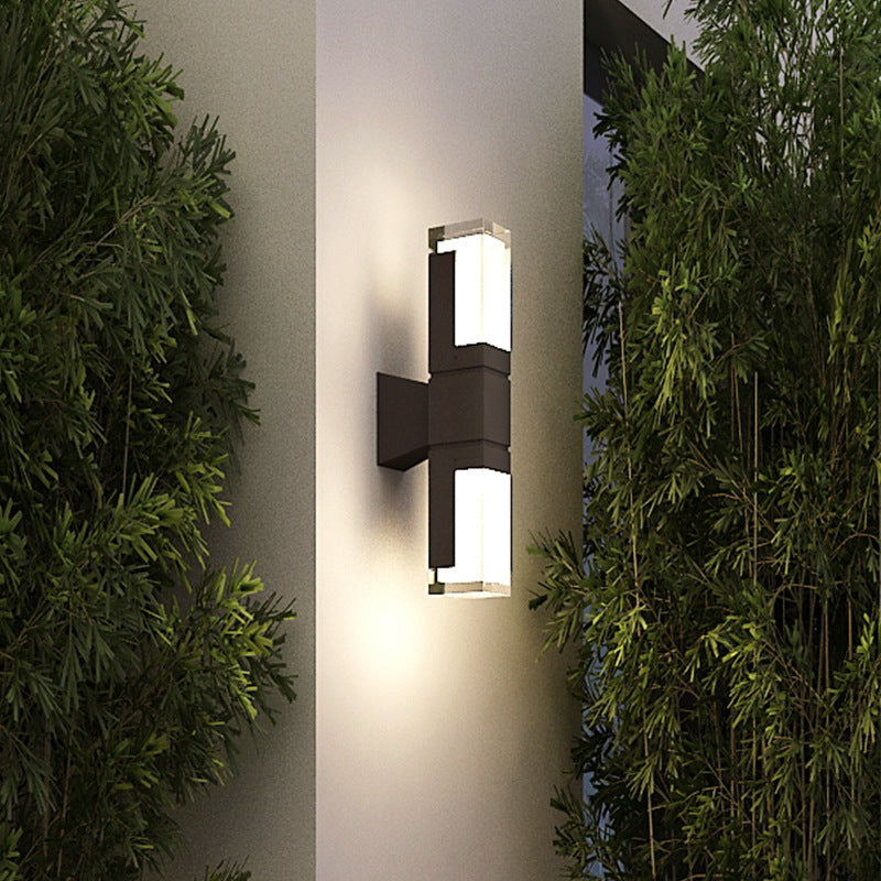 Applique murale LED rectangulaire en aluminium acrylique étanche moderne minimaliste pour extérieur 