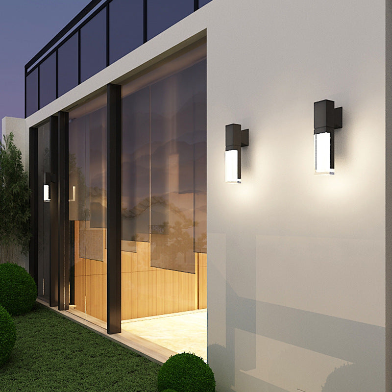 Applique murale LED rectangulaire en aluminium acrylique étanche moderne minimaliste pour extérieur 