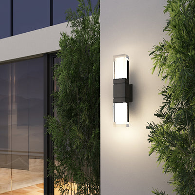 Applique murale LED rectangulaire en aluminium acrylique étanche moderne minimaliste pour extérieur 