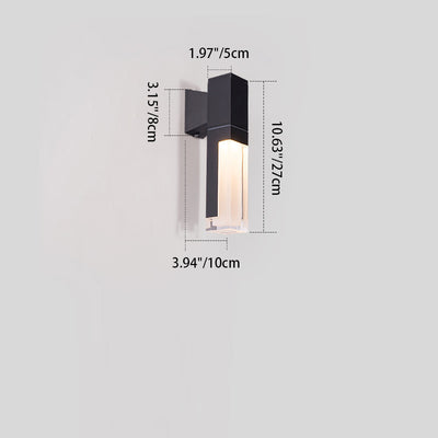Applique murale LED rectangulaire en aluminium acrylique étanche moderne minimaliste pour extérieur 