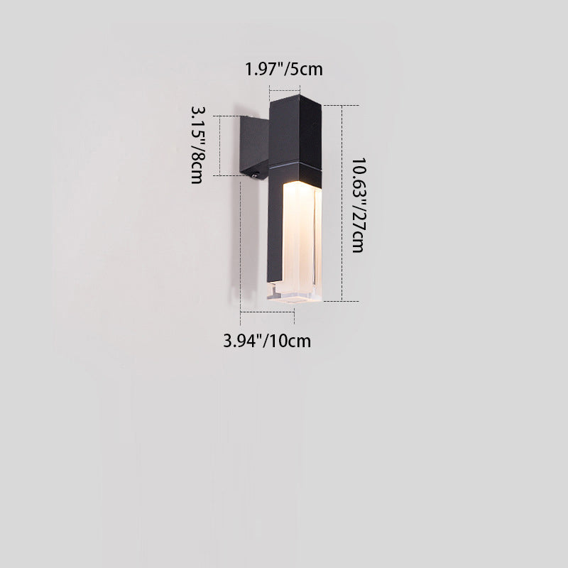 Applique murale LED rectangulaire en aluminium acrylique étanche moderne minimaliste pour extérieur 