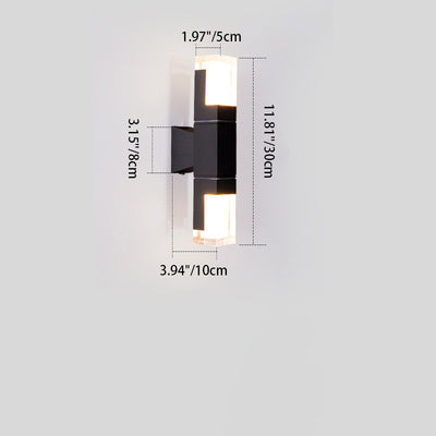 Applique murale LED rectangulaire en aluminium acrylique étanche moderne minimaliste pour extérieur 