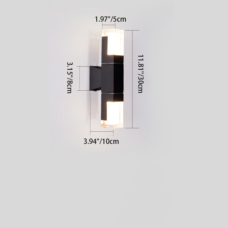 Applique murale LED rectangulaire en aluminium acrylique étanche moderne minimaliste pour extérieur 