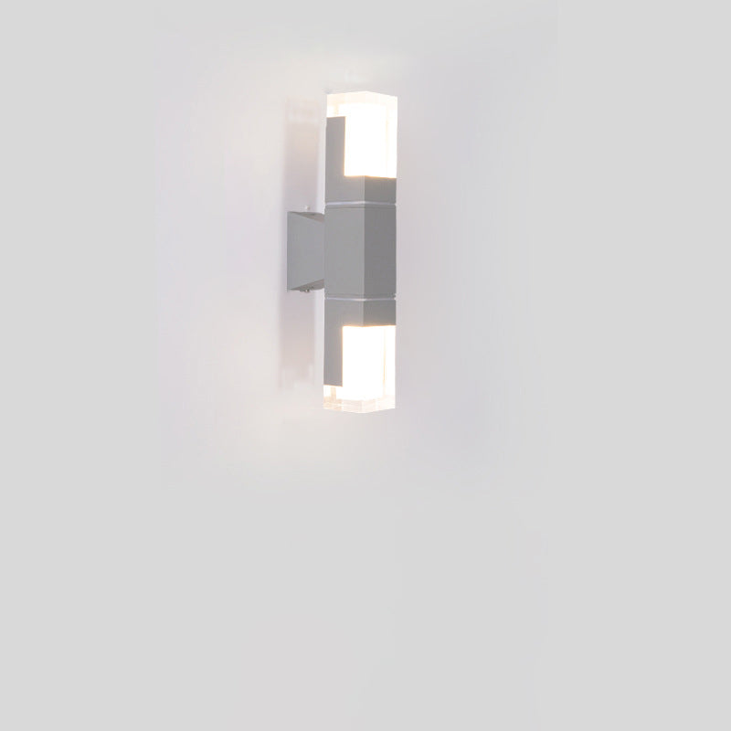 Applique murale LED rectangulaire en aluminium acrylique étanche moderne minimaliste pour extérieur 