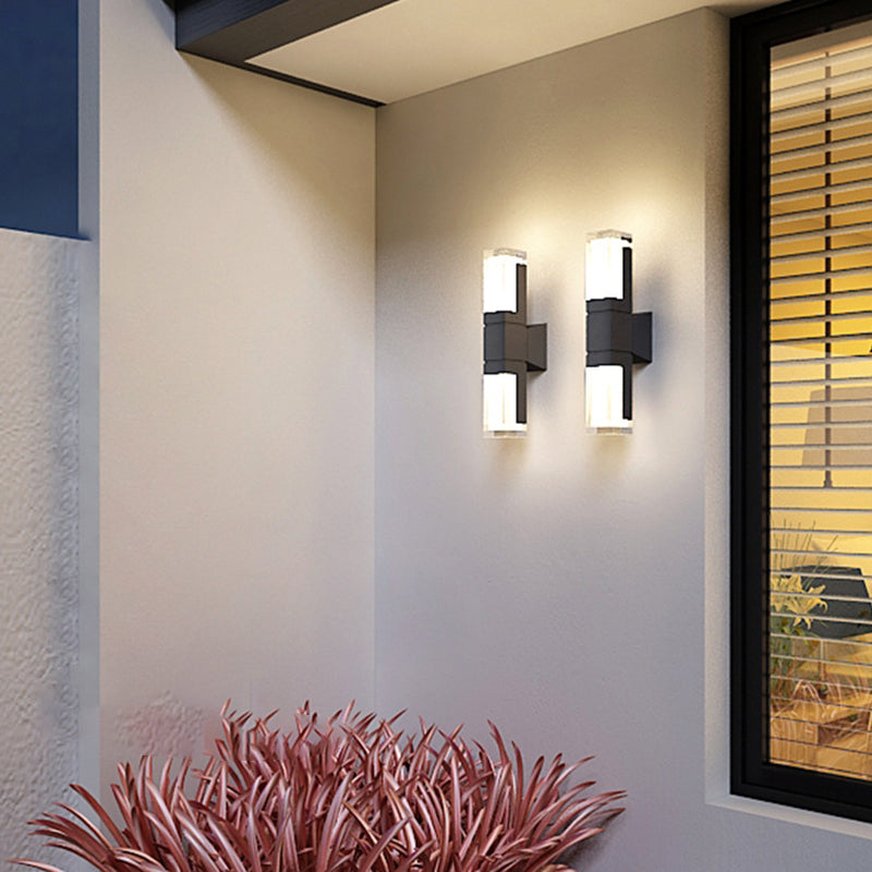 Applique murale LED rectangulaire en aluminium acrylique étanche moderne minimaliste pour extérieur 
