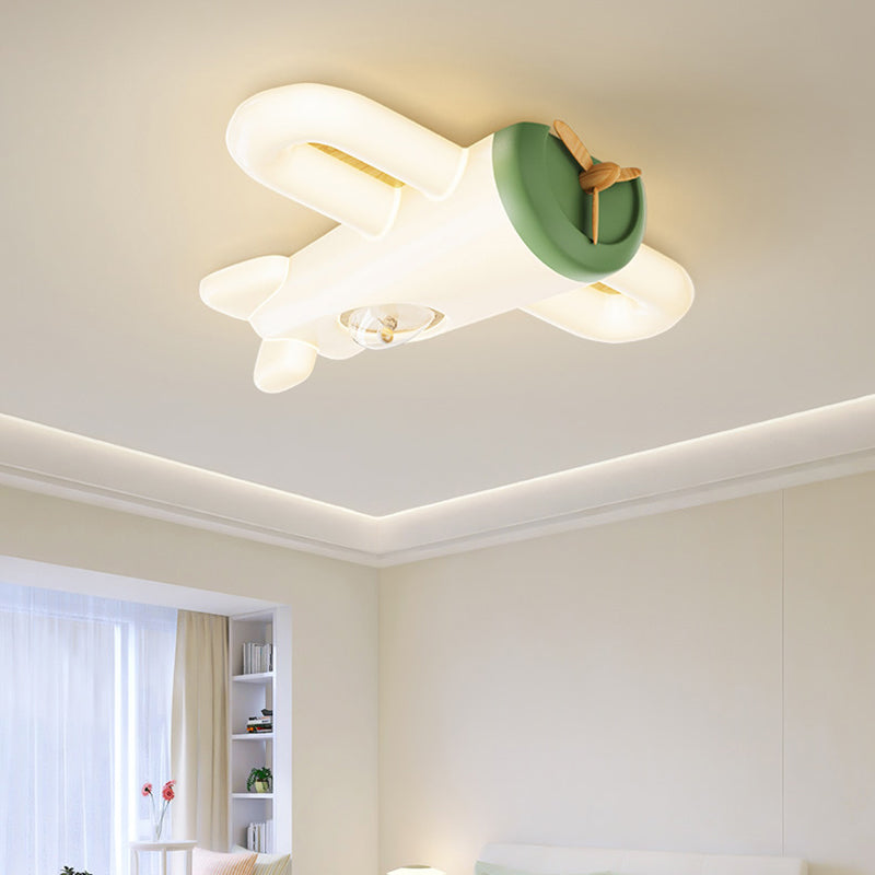 Luz de techo empotrada LED de hierro PE con forma de avión creativo contemporáneo para dormitorio 