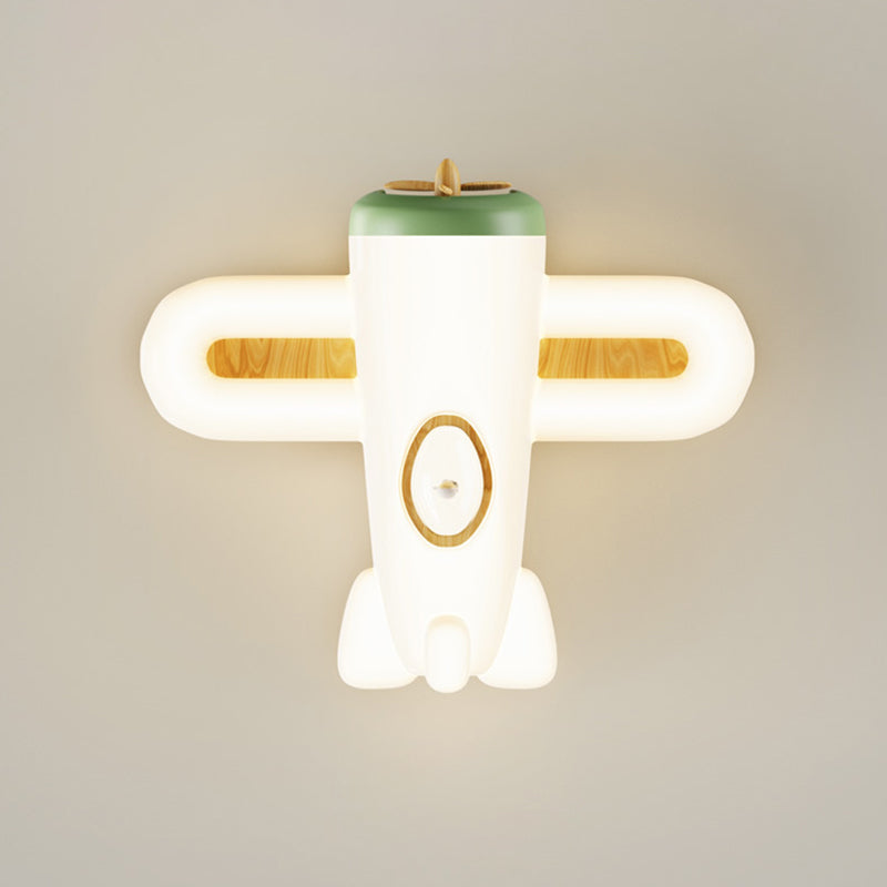 Luz de techo empotrada LED de hierro PE con forma de avión creativo contemporáneo para dormitorio 