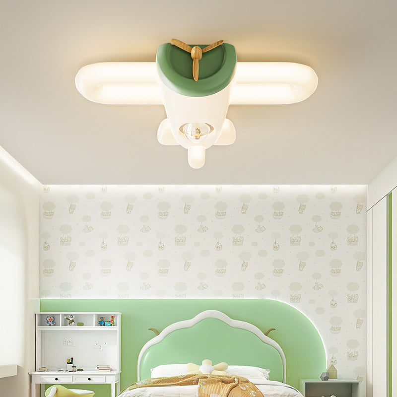 Luz de techo empotrada LED de hierro PE con forma de avión creativo contemporáneo para dormitorio 