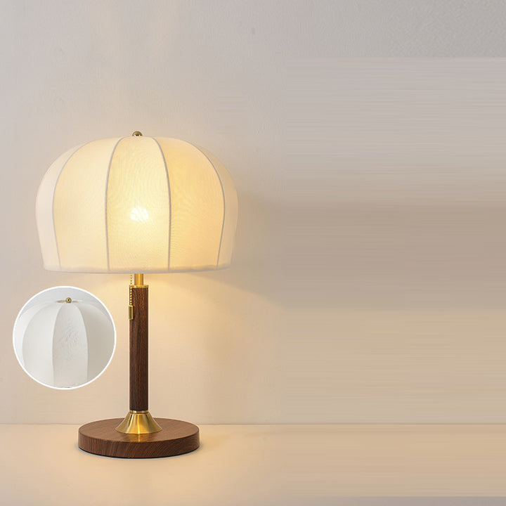 Lampe de table 1 lumière en tissu fer rond vintage traditionnel pour chambre 