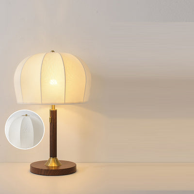 Traditional Vintage Round Iron Fabric 1-Light Table Lamp For Bedroom